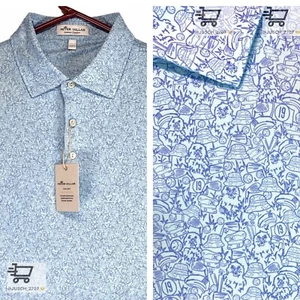 PETER MILLAR Summer Comfort Golf Polo CADDYSHACK Tillis ⛳️ L LARGE ⛳️ BLUE Swag - Picture 1 of 7