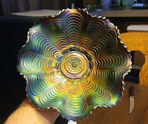 SCHÖNE NORTHWOOD AMETHYST KARNEVAL GLAS NIPPON GEKRÄUSELTE SCHALE UM 1910 - Bild 1 von 11