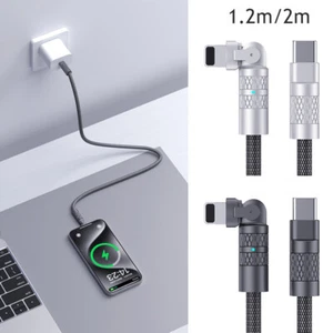 USB to Type C Charging Cable Lead Heavy Duty 120W 6A Super Fast 180° Rotation - Picture 1 of 16