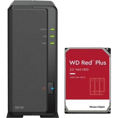 Synology DS124 1-Bay NAS 1GB RAM 2TB WD Red Plus Drive Assembled and Tested - Image 1 of 4