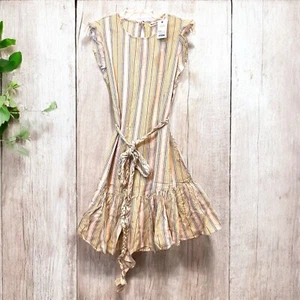 NEW Marine Layer Laney Mini Dress Medium Linen Beachy Stripe Tie Waist Belt - Picture 1 of 7