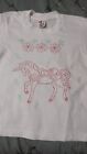 Children Small Age 6_8 white Hannes t- shirt hand PAINTED  HORSE 100% COTTON New