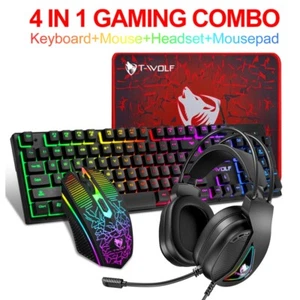 Wired Gaming Keyboard and Mouse Headset Combo RGB Backlit for Xbox One PS5 PS4 - Picture 1 of 9