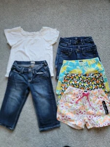 Lot of 7 Gap Girl's Spring Summer Size 12 Jean Shorts Capris Floral Watermelon - Picture 1 of 5