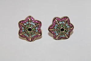 Heidi Daus Swarvoski Crystal Earrings Multi Color Star Flower Fleur De Lis - Picture 1 of 5