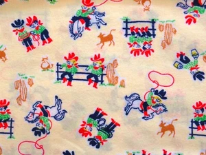 1YD Vintage Childrens Cowboy Fabric Rodeo Kids Retro Cowboys Cowgirls Western - Picture 1 of 6