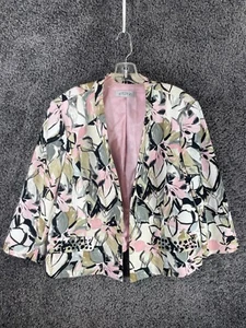 Kasper Blazer Womens Size 20W Multicolor Abstract Floral Print Open Front Jacket - Picture 1 of 9