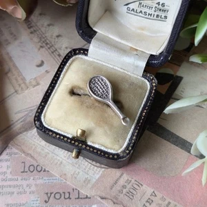 Vintage Silver Tennis Racket Charm c1970s - Picture 1 of 3