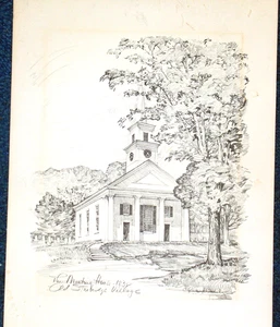 Vintage Old Sturbridge Village, The Meeting House Print 16x12 Charles H Overly - Bild 1 von 4