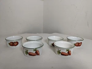 6 x Pilivite Ramekins porcellana decorata con verdure Francia Evesham Vale - Foto 1 di 5