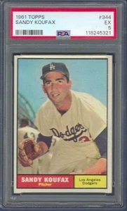 1961 Topps Sandy Koufax # 344 PSA 5 EX Dodgers HOF - Picture 1 of 3