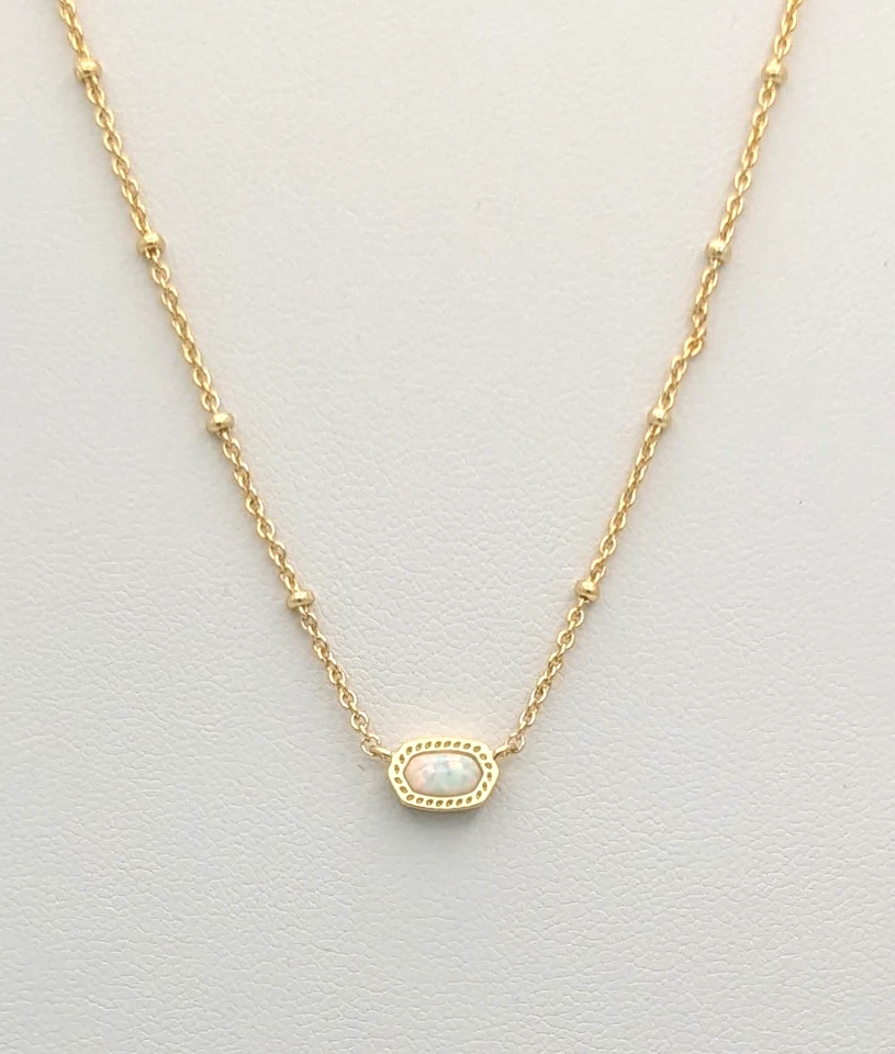 Mini colar pingente de opala Kendra Scott ajustável banhado a ouro e cultivado em laboratório com DB - Imagem 1 de 4