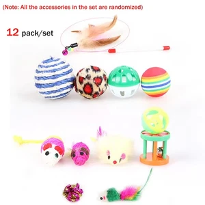 Pet Toys Cat Kitten Interactive Indoor Toys Bulk Ball Toy Bells Mouse 12 Pcs - Picture 1 of 19