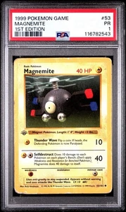 PSA 1 Magnemite 1st Edition Shadowless #53/102 Base Set 1999 Pokemon WoTC PR - Picture 1 of 2
