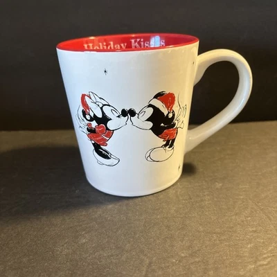 Disney Mickey y Minnie Mouse Navidad Vacaciones Besos Taza de Café Taza Usada en Excelente Condición Foto 1 de 4