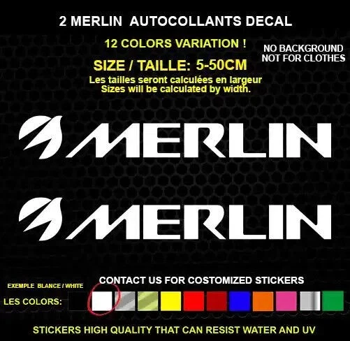 2 adesivos LOGOTIPO MERLIN adesivo decalque real ADESIVOS IMPERMEÁVEIS - Imagem 1 de 1