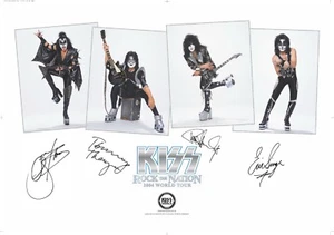 KISS - ROCK THE NATIONS HAND SIGNED RARE LITHO BY PAUL, GENE, ERIC & TOMMY - NEW - Picture 1 of 1