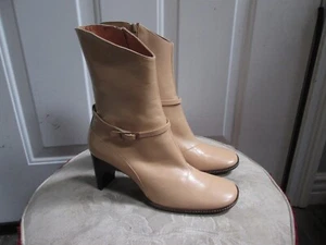 new CJBIS Charles Jourdan women's tan LEATHER above ankle boots Sz 7.5 - Picture 1 of 17