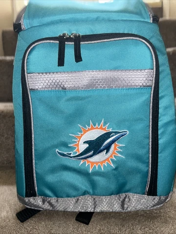 Miami Dolphins FootBall 32 Can Backpack Cooler - Baby Blue-Rawlings-NFL LICENSED Cover