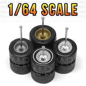 1/64 Scale 14 SPIKE Spoke Real Rider Wheels Rims Tires Set for Hot - Picture 1 of 8