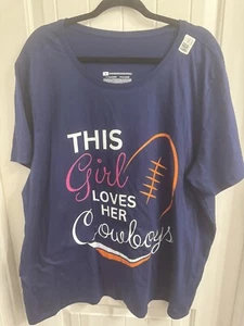 This Girl Loves Her Cowboys Blue 4X Shirt - Picture 1 of 5