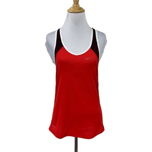 Nike Dri Fit Racerback Tank Top Women S Small Red Brown Athletic Workout Stretch - Picture 1 of 11
