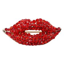 shiny sexy Red lip full Rhinestone brooch for women luxurious badge creative gif