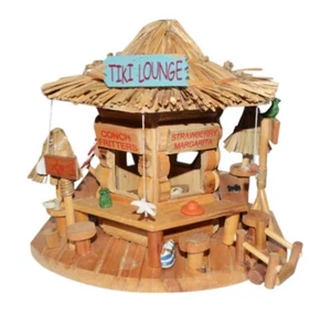 Vintage Tiki Lounge Hut Mini Wood Tropical Bar Beach House Man Cave Handmade - Picture 1 of 10