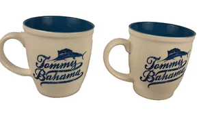 Tommy Bahama Blue Marlin Coffee Mug Cup Blue Off White Collector Set Of 2 2006 - Picture 1 of 5
