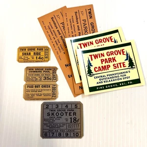 Vintage Lot of Vintage Ephemera: Twin Grove Park Tickets Pine Grove PA  [P1-g36] - Picture 1 of 4