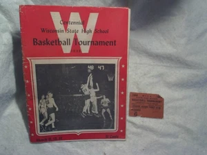 1948 WISCONSIN STATE HIGH SCHOOL BASKETBALLTURNIERPROGRAMM mit TICKET STUB - Bild 1 von 8
