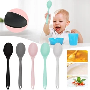 New Small Silicone Spoon Baby Food Supplement High Temperature Non Stick Spoon, - Picture 1 of 25