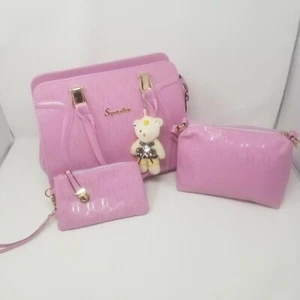 Soperwillton Lilac Pink Shoulder Bag Handbag Satchel Crossbody Purse 3 Piece Set - Picture 1 of 12