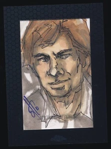 Star Wars 2015 Topps Chrome 1/1 Artist Color Sketch Han Solo Otto Dieffenbach - Picture 1 of 2