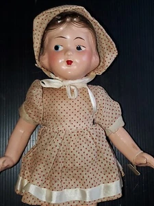 14 Zoll ANTIKE KOMPOSITION Mädchen Puppe Schneewittchen geformtes Haar mit Schleife alles Original - Bild 1 von 12