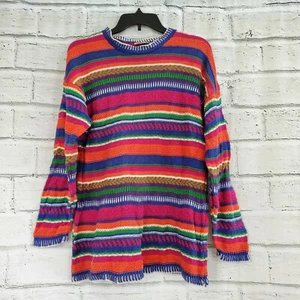Vintage '90s Hasting & Smith Womens Multi Color Striped Sweater Medium - Picture 1 of 5