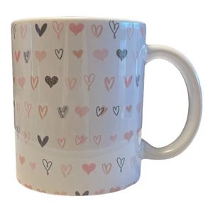 Custom Made 11oz Coffee Mug/Cup~Valentine’s Day~Pink~Black~Hearts~Romance~Gift - Picture 1 of 1
