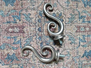 Berkshire Country Curtains Sheffield Scroll Finials Nickel  Bonus Sunflower Seed - Picture 1 of 4