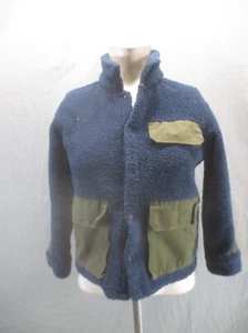 ZARA Size 8-9 YRS Boy Blue Pocket Stand Collar Snap Up Sherpa Outdoor Jacket 679 - Picture 1 of 8