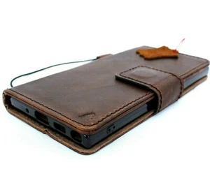 Genuine Dark Full Leather Case for Samsung Galaxy Note 10 Plus Rubber wallet ID - Picture 1 of 6