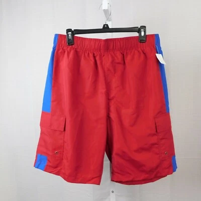 Open Trails Men's Side-Stripe Cargo Swim Trunks - Red-Blue, 2XL #914 - Image 1 of 3