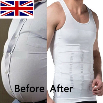 MEN SLIMMING BODY SHAPER BELLY TUMMY CONTROL COMPRESSION VEST UNDERWEAR SHIRT HJ - Image 1 of 4