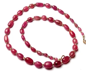 Collar de 16,5" de piedras preciosas de zafiro rosa natural de 5 a 9 mm con forma de pepita - Imagen 1 de 9