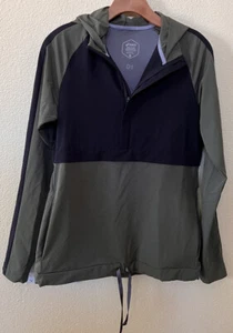 ASICS Womens Windbreaker Jacket 1/2 Zip Packable Black Green Size XS Hooded SW1 - Picture 1 of 9