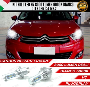 KIT FULL LED CITROEN C4 MK2 II RESTYLING H7 ANABBAGLIANTI 6000K BIANCO 8000LUMEN - Picture 1 of 11