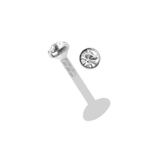 Piercing per Labbra Teflon Sistema 1,6mm Spessore Accorciabile Con 2,5mm Pietra - Immagine 1 di 2