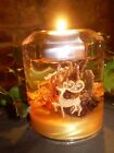 GERMAN XMAS RUST FROSTED LEAVES CRYSTAL GLASS PRETTY  TEA-LITE,LIGHT HOLDER.