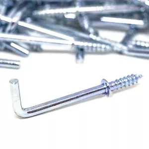 Screw In Square L Shaped Screw Hooks Cup Dresser Shouldered Chrome Plated Tools - Picture 1 of 17