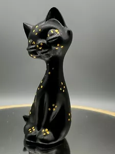 Vintage Black Cat Porcelain Ceramic Figurines Signed Mark - Picture 1 of 9