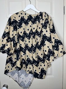 ASOS - Black Beige Geo Pattern Cotton Top - Size L - EUC - Picture 1 of 10